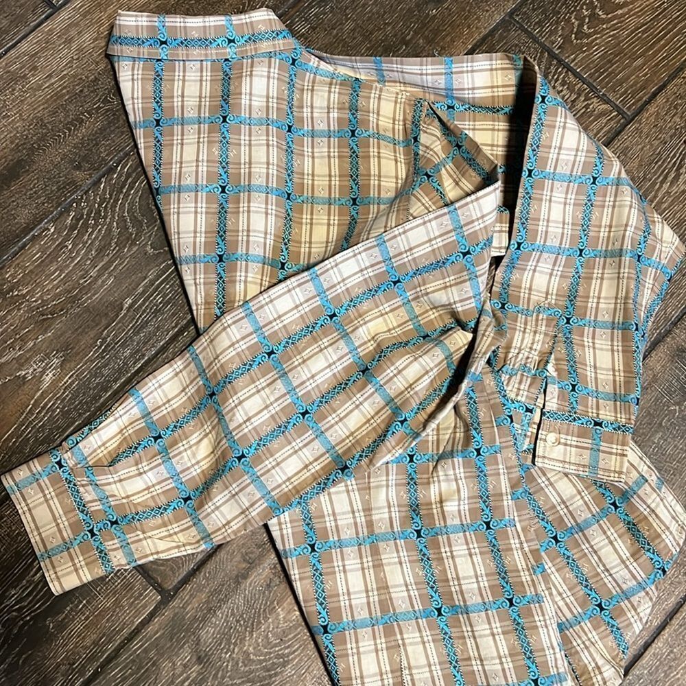 Pendleton-Tan Turquoise Cotton Button Down Womens… - image 7